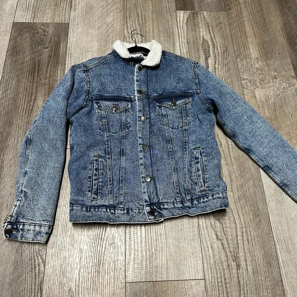 Vintage Acid wash 80s 90s Sherpa lined trucker jean jacket Refinery  Republic R&R